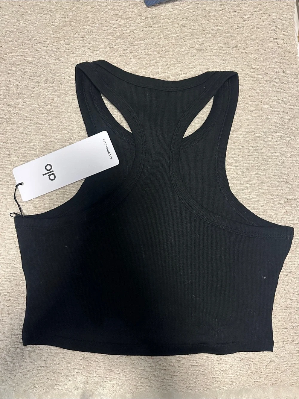 ALO Yoga Black Ribbed Racerback Crop Tank